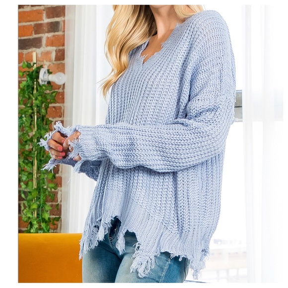 Shredded Knit Sweater